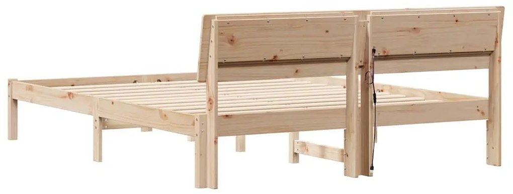 Estrutura da Cama com luzes de tira LED com cabeceira Castanho 160 x 2