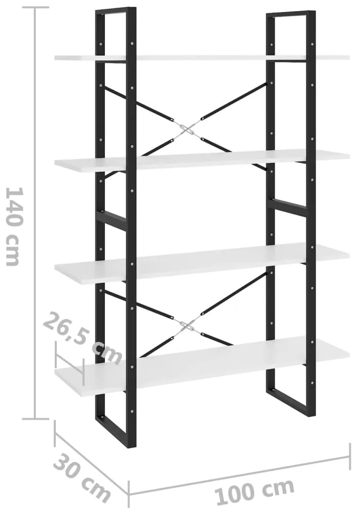 Estante com 4 prateleiras derivados de madeira branco