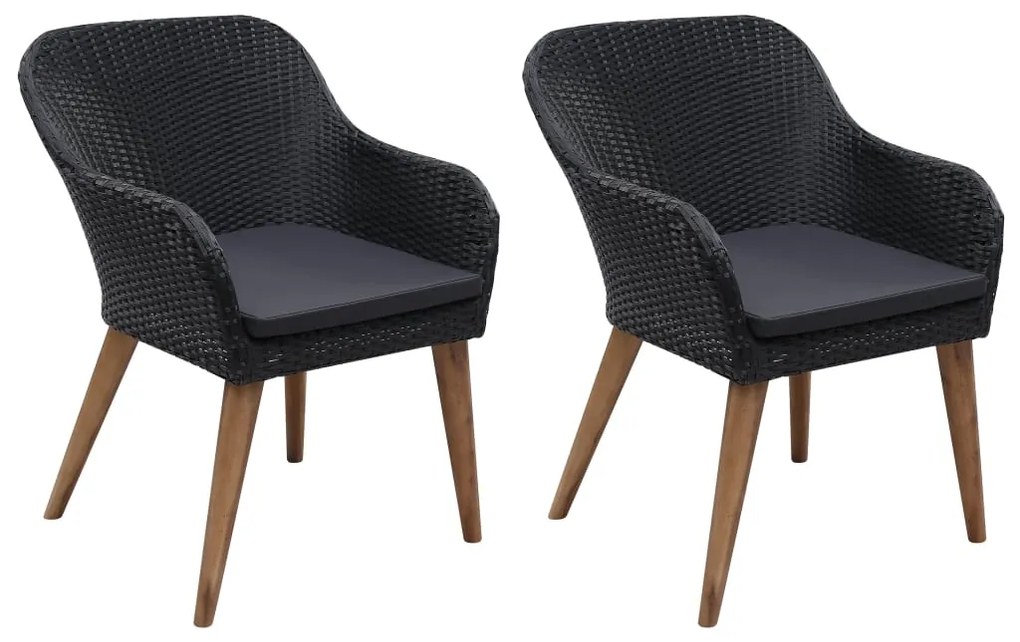 3 pcs conjunto de jantar para jardim preto