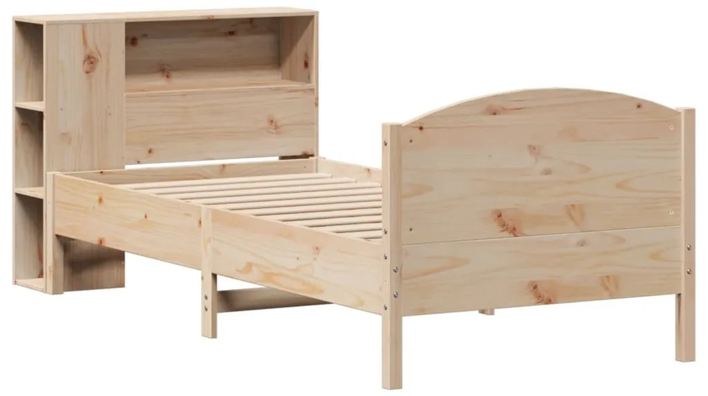 Cama com estante sem colchão 75x190 cm pinho maciço