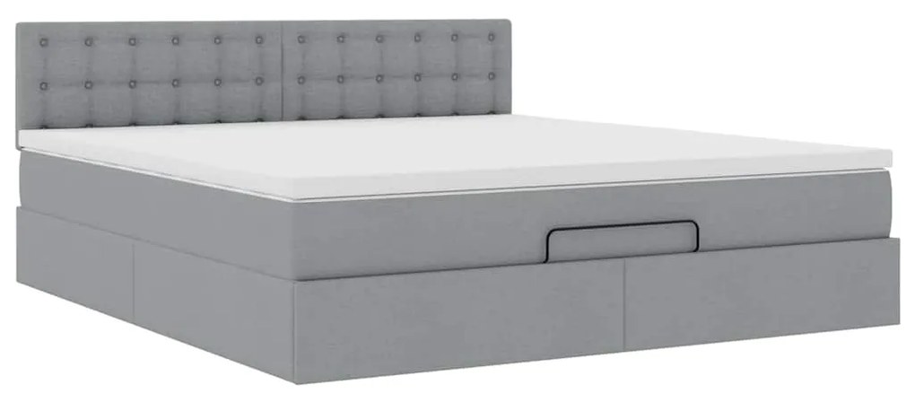 Cama otomana com colchão 160x200 cm tecido cinzento claro