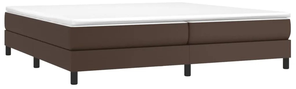Cama com molas/colchão 200x200 cm couro artificial castanho