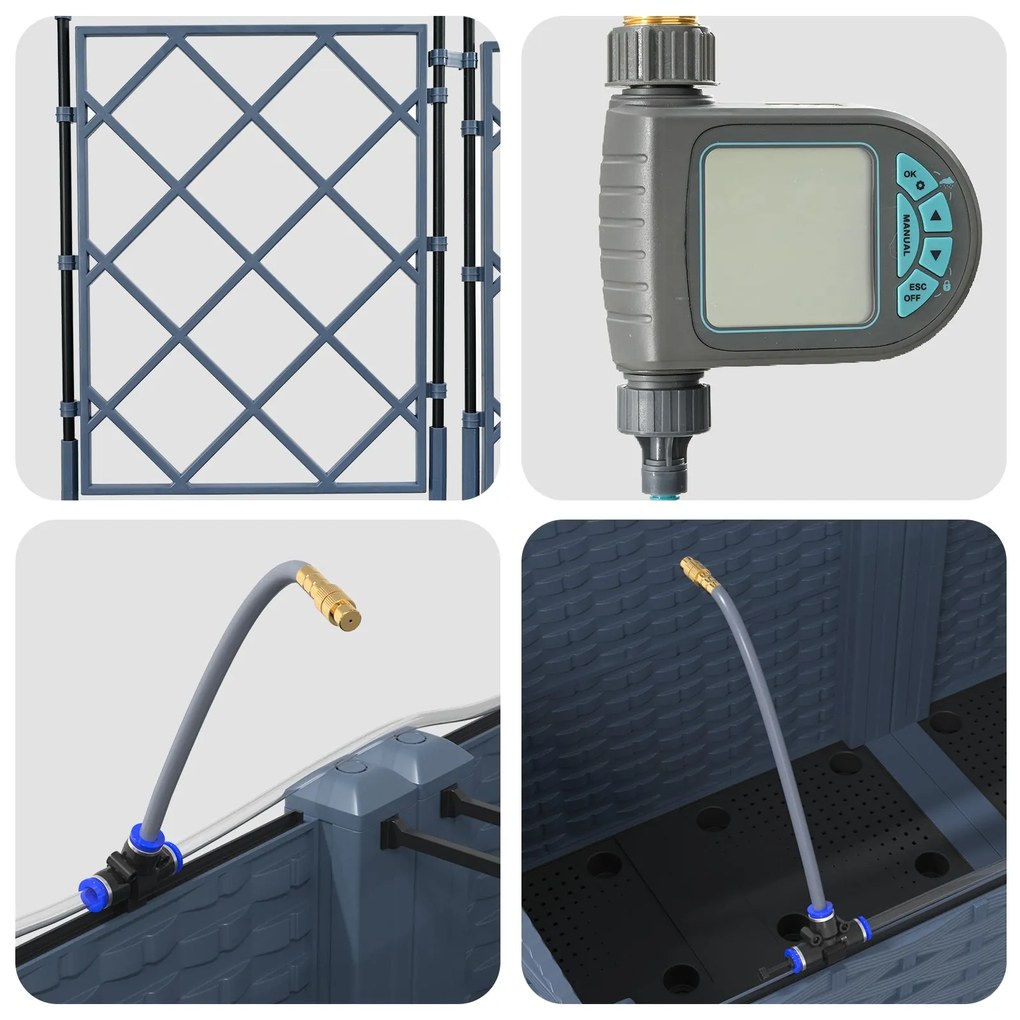 Jardineiras vidaXL com Sistema de Irrigação 3 pcs Cinza