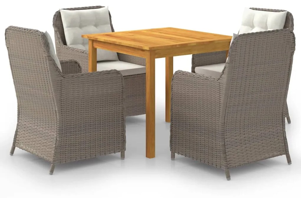 vidaXL 5 pcs conjunto de jantar para jardim castanho