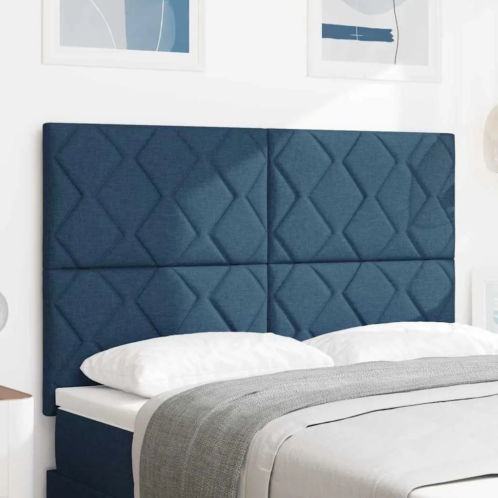 Cabeceira vidaXL Design de Blocos de Diamante Azul 144 cm Tecido