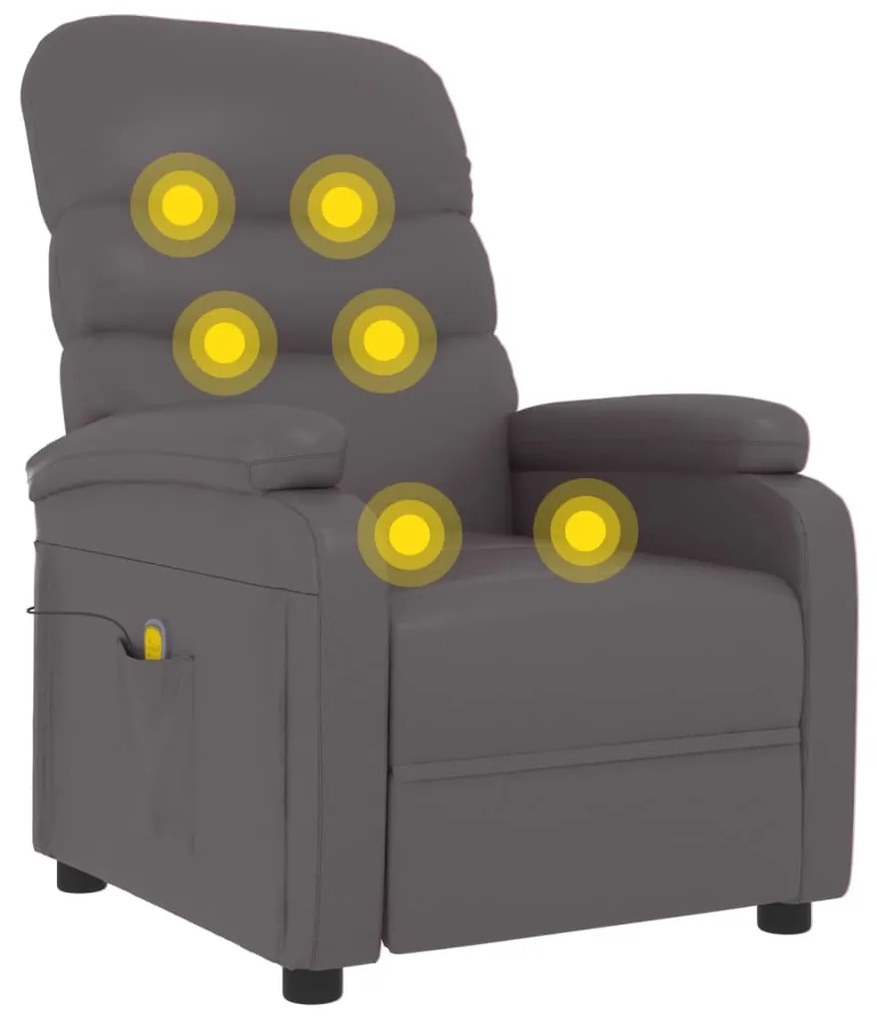 Cadeira de massagens couro artificial cinzento
