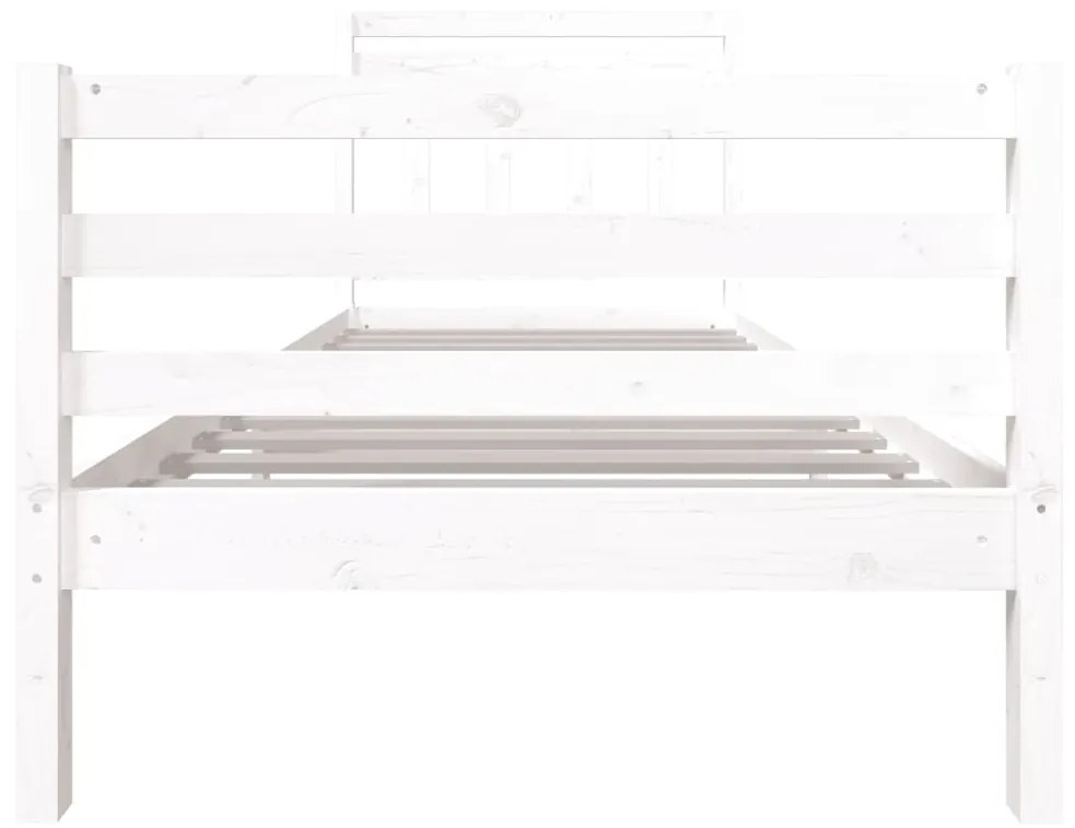 Estrutura de cama solteiro 90x190 cm madeira maciça branco