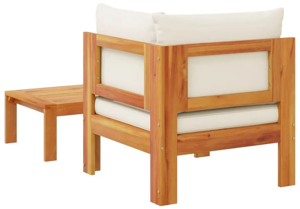 2 pcs conjunto de sofás de jardim c/ almofadões acácia maciça