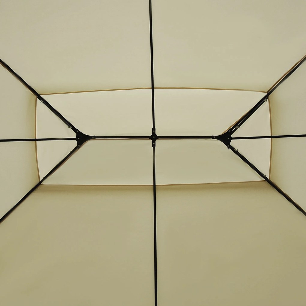 Pérgola de jardim 3x4 m estrutura de aço telhado Duplo 6 Cortinas Laterais 8 Orifícios de Drenagem Boa Ventilação para Festas Eventos Creme