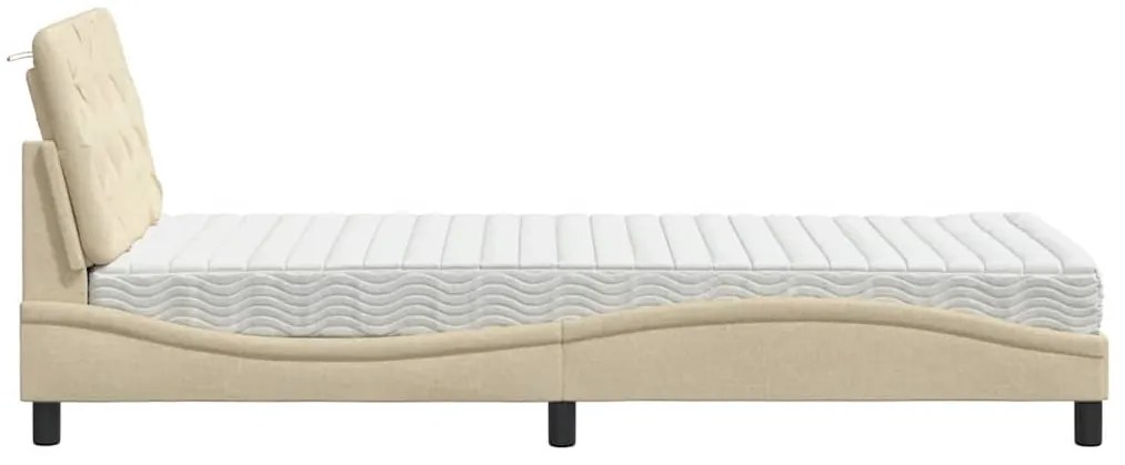 Cama com colchão 90x190 cm tecido cor creme