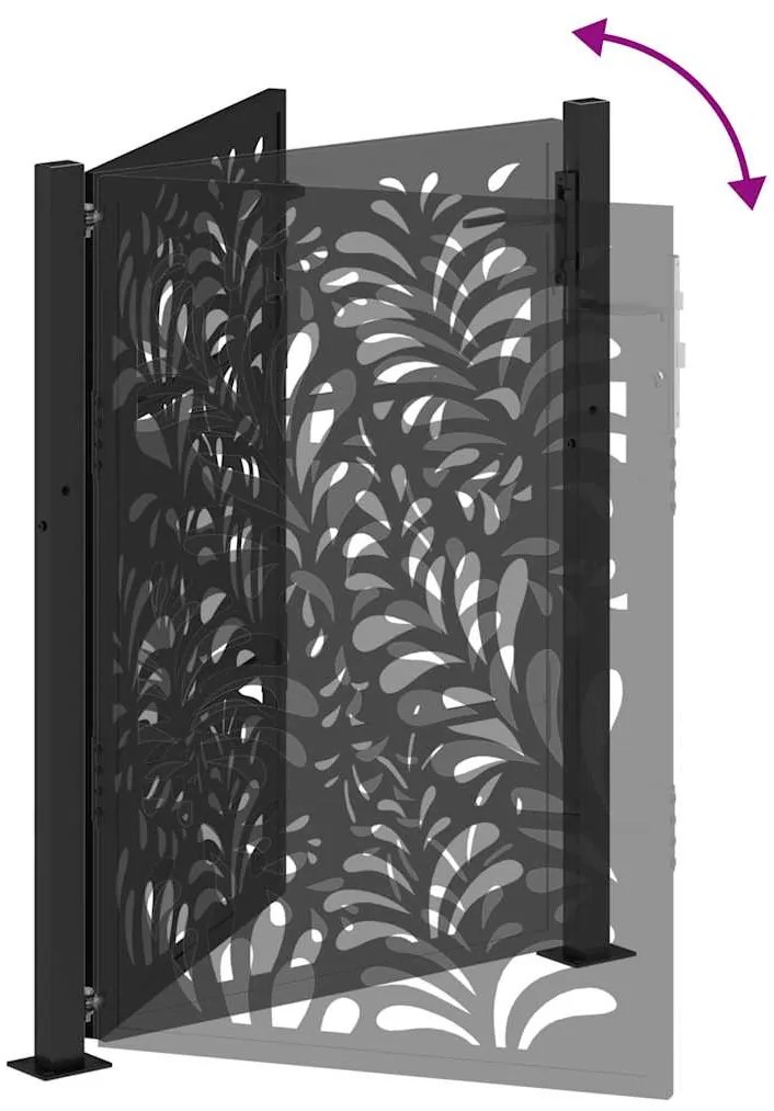 Portão de jardim 105x130 cm preto projeto de onda de aço
