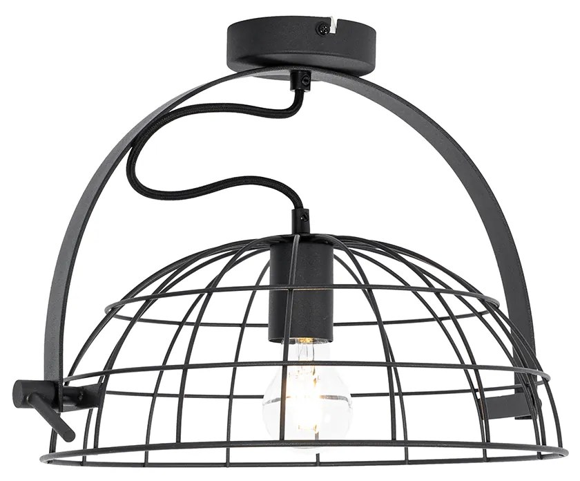 Candeeiro de teto industrial preto ajustável 35 cm - Hanze Industrial