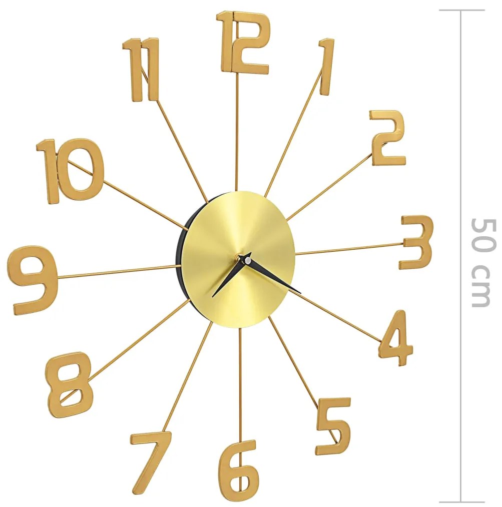 Relógio de parede metal 50 cm dourado