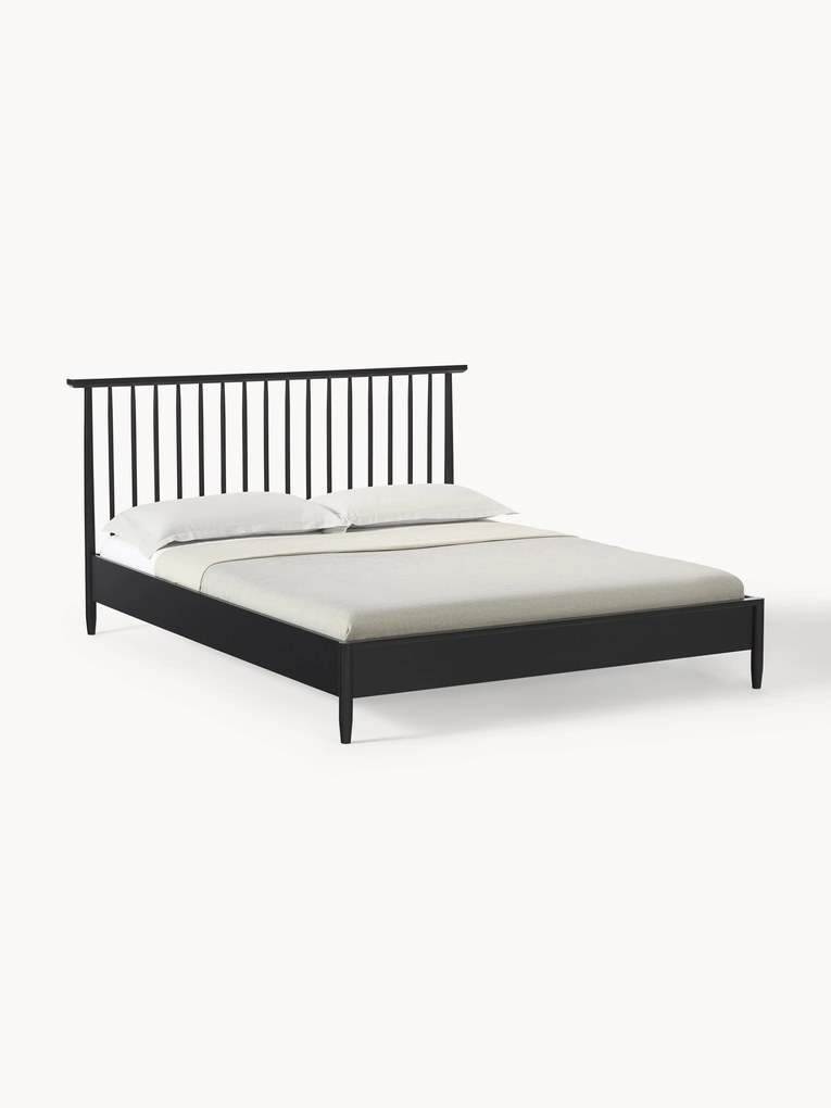 Cama com cabeceira de madeira de pinho Windsor