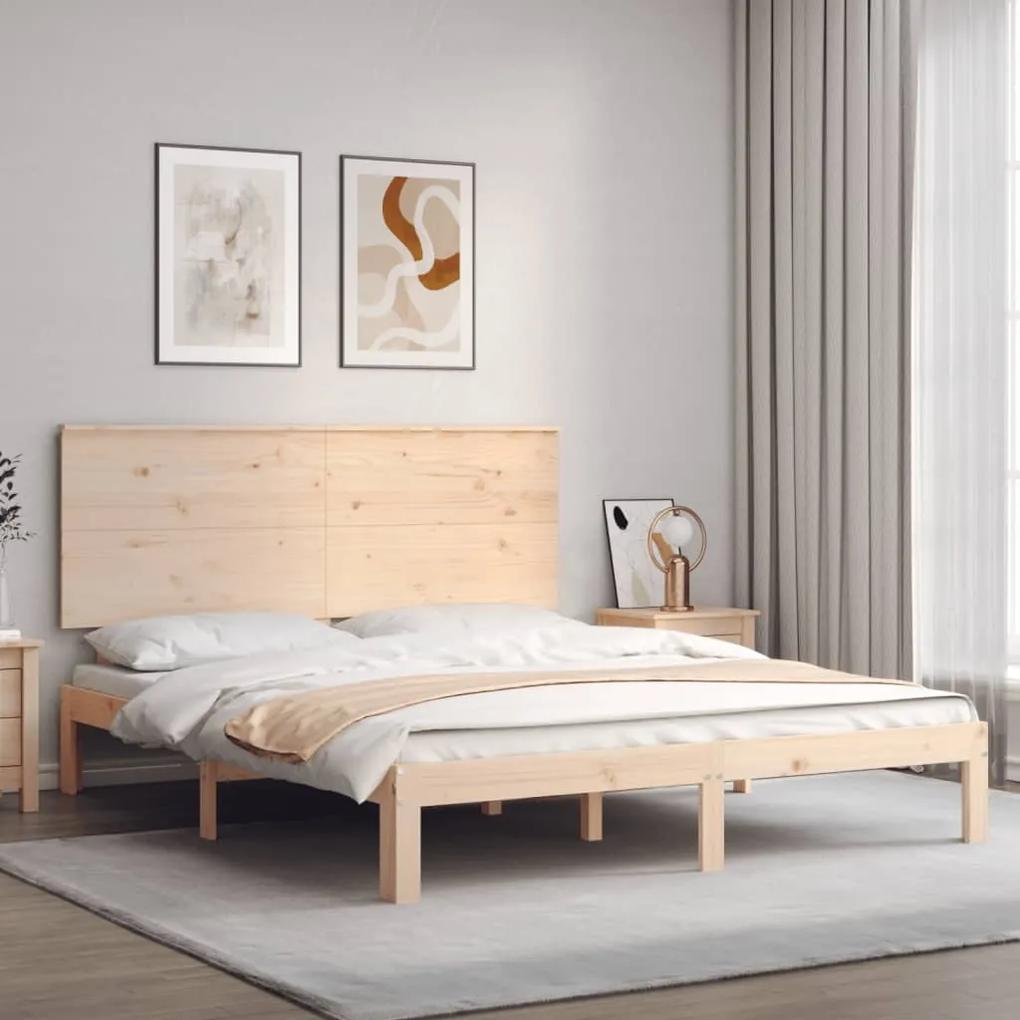 3193671 vidaXL Estrutura de cama com cabeceira 160x200 cm madeira maciça