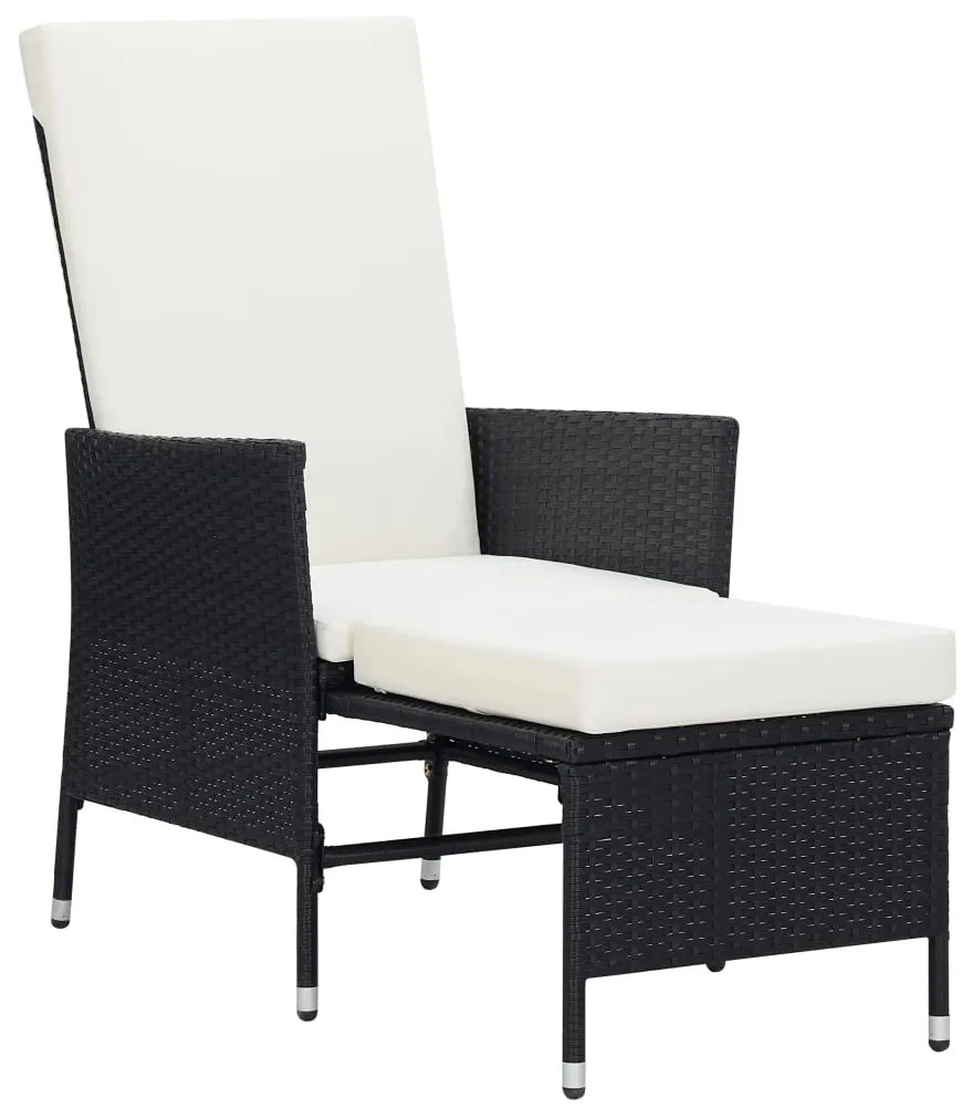 3 pcs conjunto lounge para jardim c/ almofadões vime PE preto