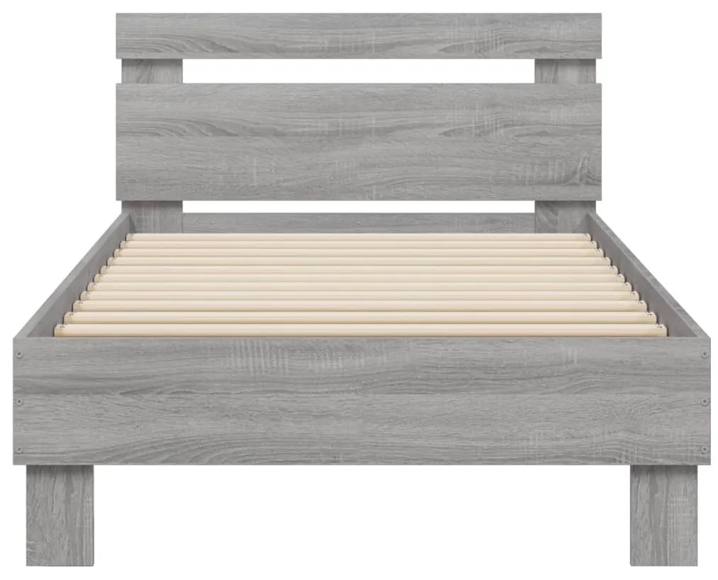 Estrutura de cama c/ cabeceira derivados madeira cinza sonoma