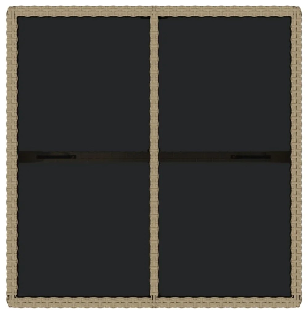 Mesa de jardim 109x107x74 cm vime PE e vidro bege