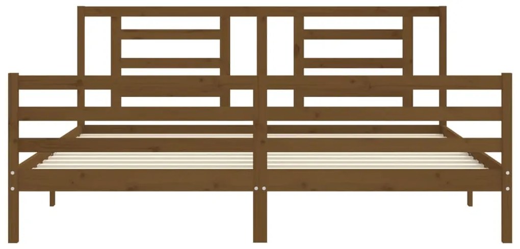 Estrutura cama c/ cabeceira 200x200cm maciço castanho-mel