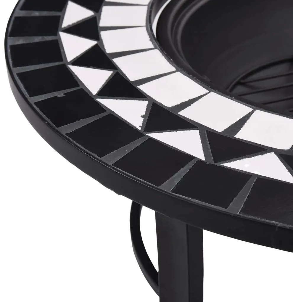 Braseira em mosaico 68 cm cerâmica preto e branco