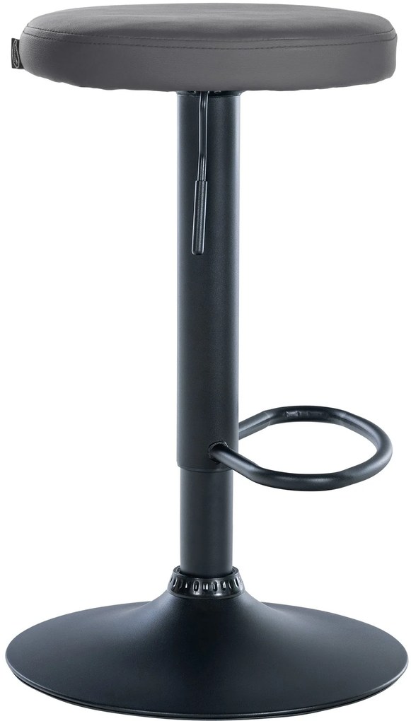 Banco de bar Ponte em couro sintético e com estrutura preta 38,5 x 60-81 x 38,5 cm Cinzento