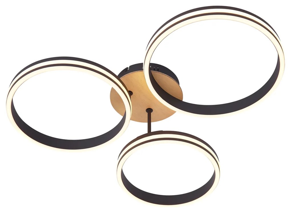 Plafon em madeira com LED regulável em 3 níveis 3 luzes - Navara