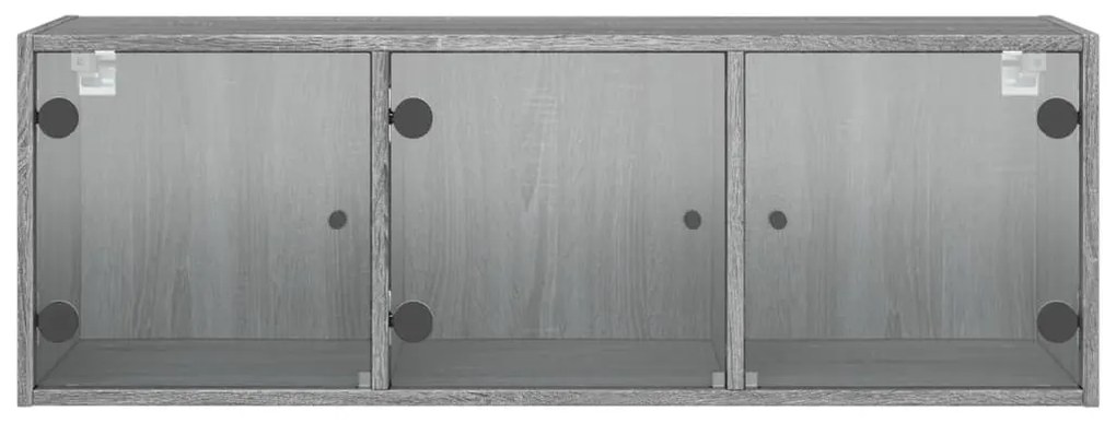 Armário de parede c/ portas de vidro 102x37x35 cm cinza sonoma