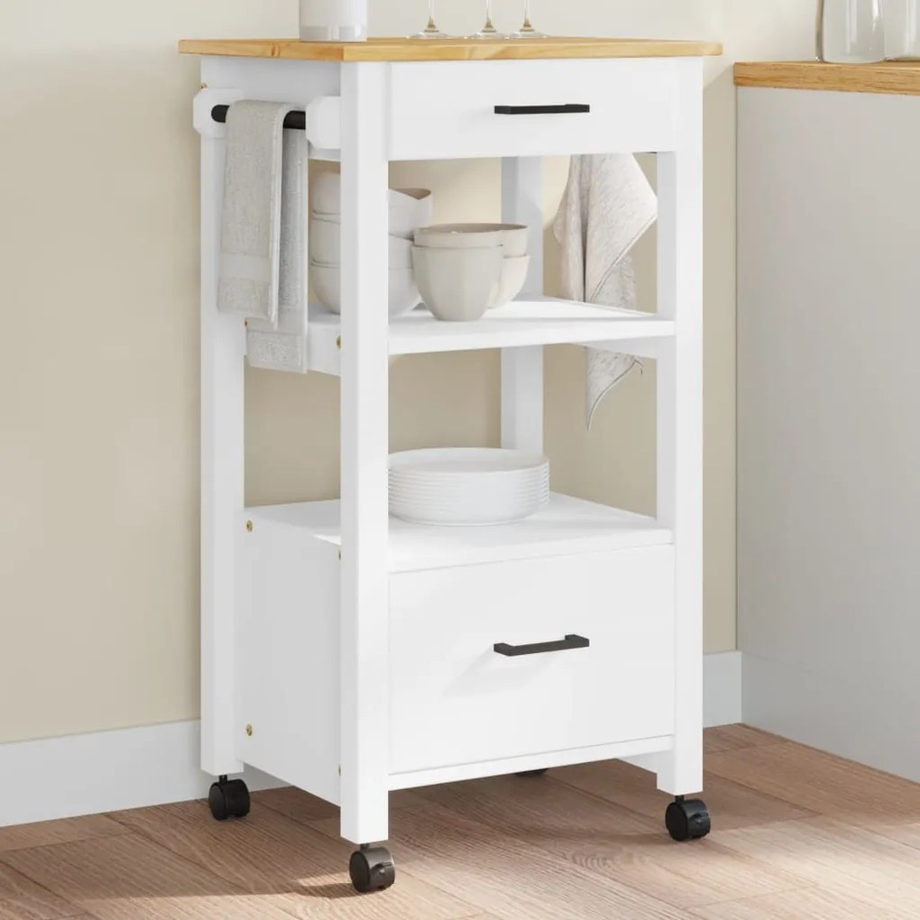 vidaXL Carrinho de cozinha MONZA 48x40x88,5 cm madeira de pinho maciça