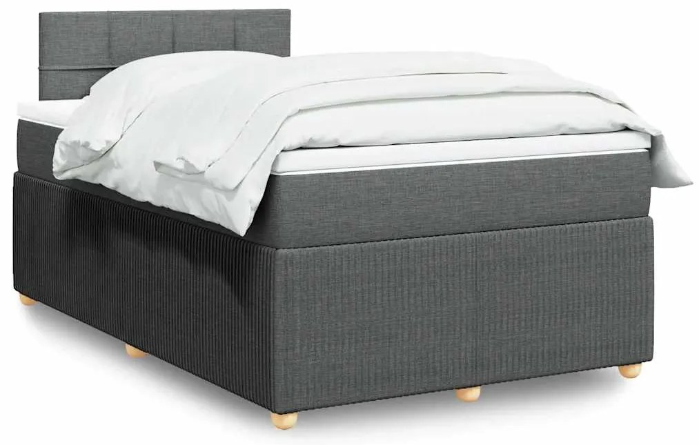 vidaXL Cama com molas/colchão 120x200 cm tecido cinzento-escuro