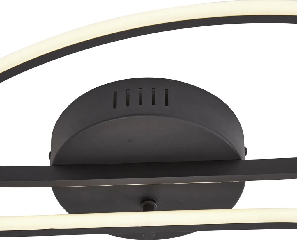 Plafon de design preto mate 65 cm regulável em 3 níveis 2 luzes - Pepe