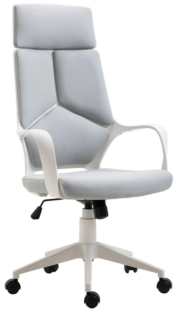 HOMCOM Cadeira Ergonômica Giratória de Malha com Função de Inclinação Altura Ajustável e Encosto Alto 63x63x117-127 cm Cinza | Aosom Portugal