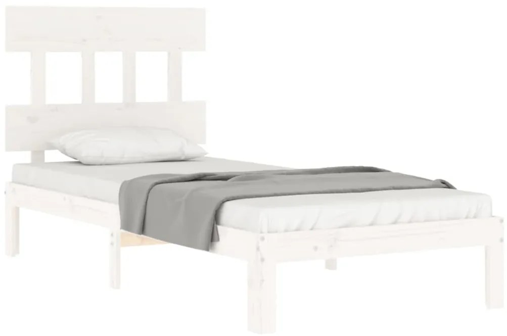 Cama sem colchão 90x200 cm madeira de pinho maciça branco