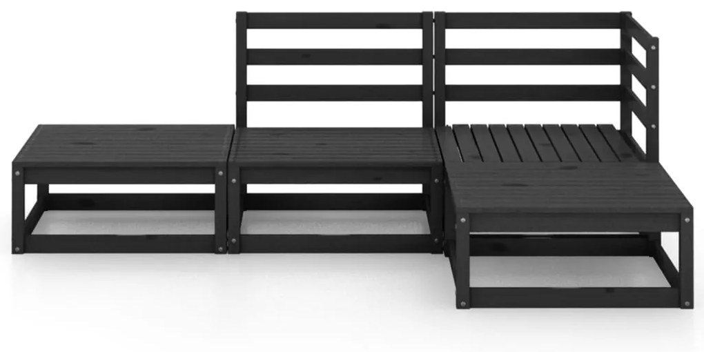 4 pcs conjunto lounge de jardim pinho maciço preto
