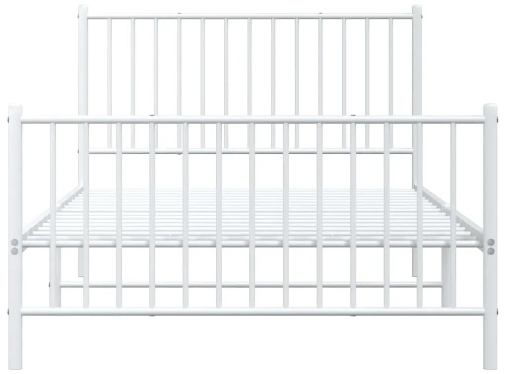 Estrutura de cama com cabeceira e pés 107x203 cm metal branco