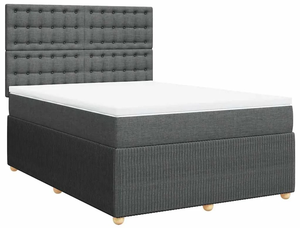 Cama com molas/colchão 160x200 cm tecido cinzento-escuro