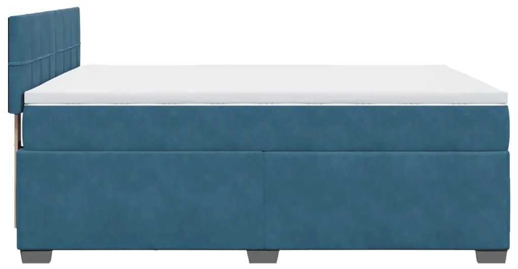 Cama com molas/colchão 140x200 cm veludo azul-escuro