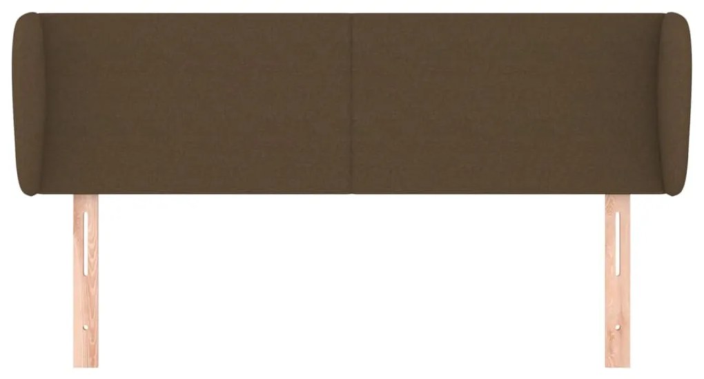 Cabeceira de cama c/ abas tecido 147x23x78/88cm castanho-escuro