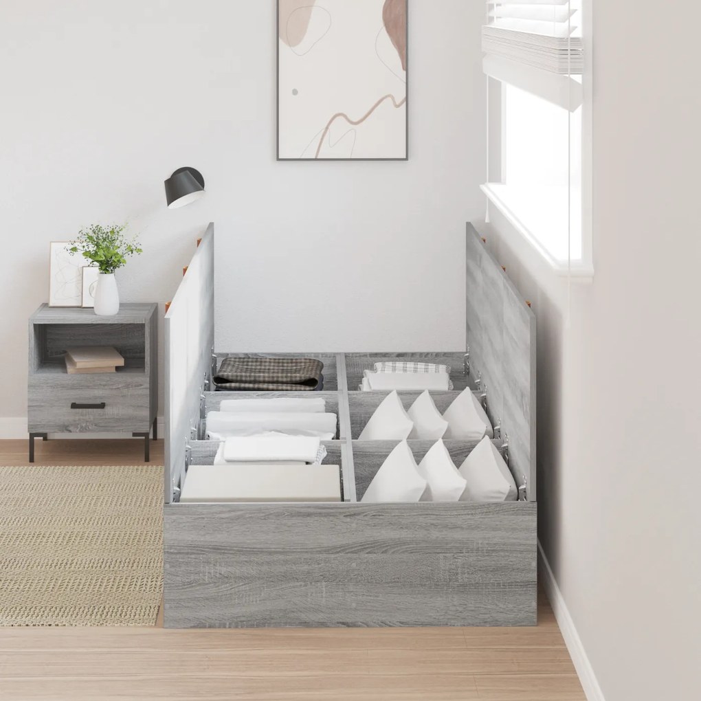 Cama com Arrumação vidaXL Cinza Sonoma 100x200 cm