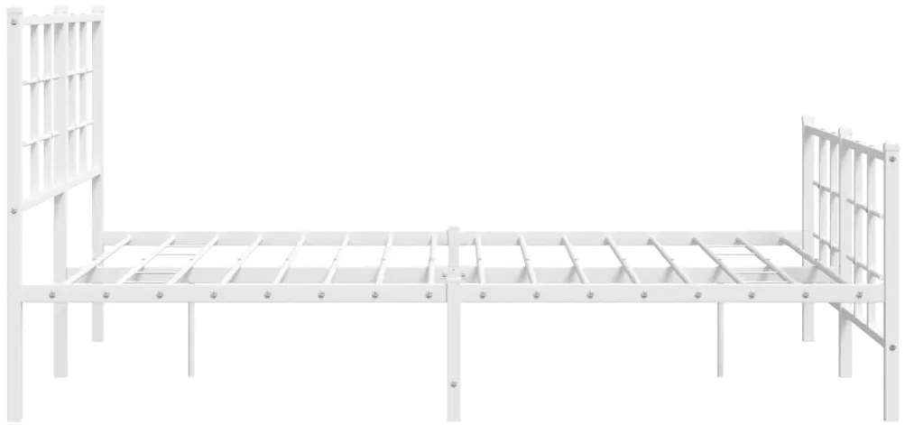 Estrutura de cama com cabeceira e pés 140x200 cm metal branco