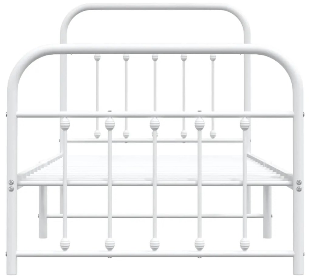 Estrutura de cama com cabeceira e pés 90x200 cm metal branco