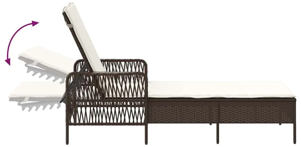 Espreguiçadeira Marrom e branco creme Vime PE 157 x 55 x 92 cm