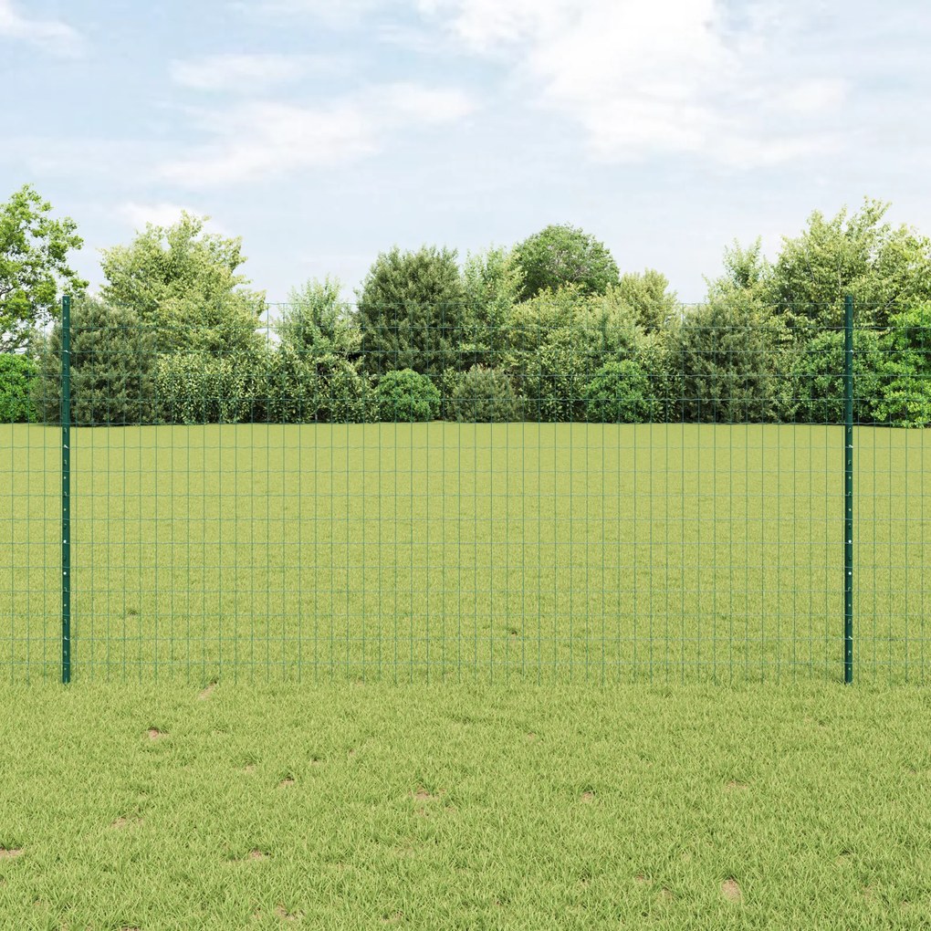 Cerca Euro com 5 Postes U Verde 1,2x10 m Aço