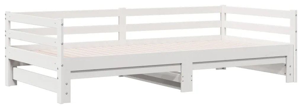 Sofá-cama com gavetão 90x200 cm madeira de pinho maciça branco