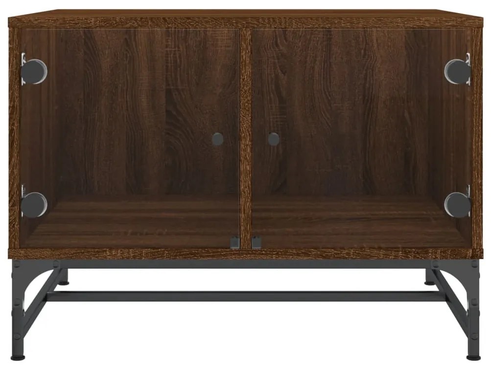 Mesa de centro c/ portas vidro 68,5x50x50 cm carvalho castanho