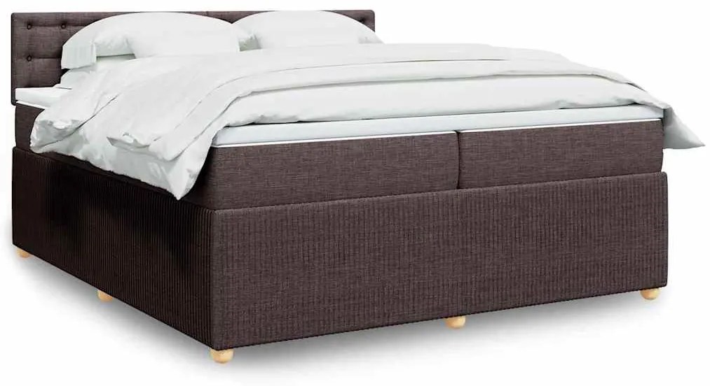 vidaXL Cama com molas/colchão 200x200 cm tecido castanho-escuro