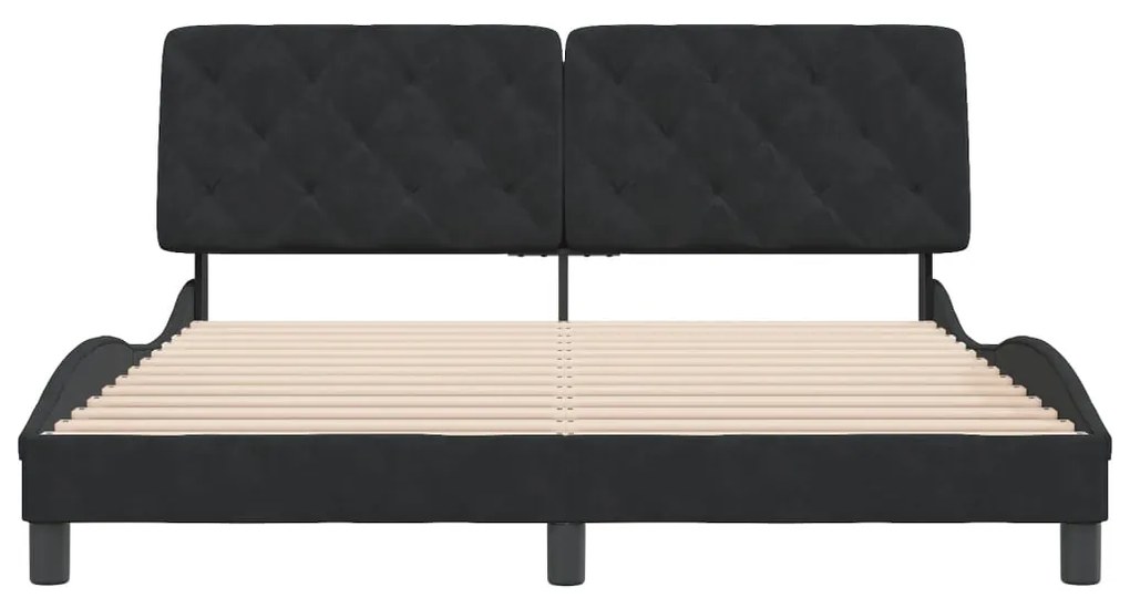 Estrutura de cama sem colchão 160x200 cm veludo preto