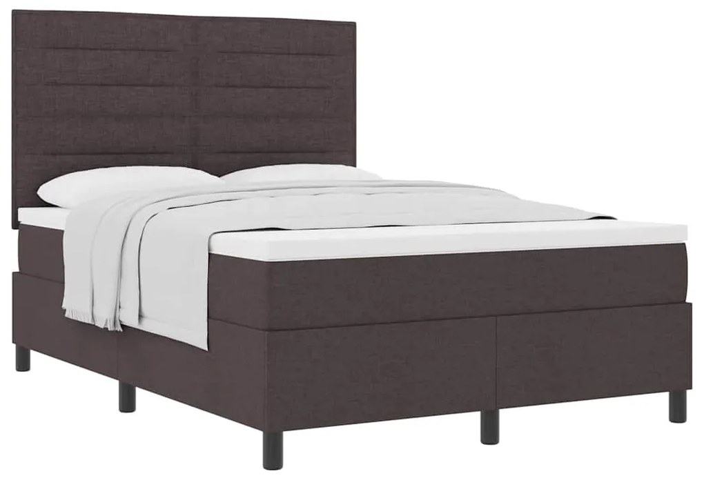 Cama Box com Colchão Marrom Escuro 160x200 cm Tecido