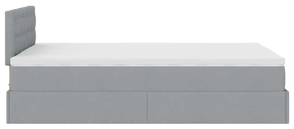 Cama otomana com colchão 120x190 cm tecido cinzento claro