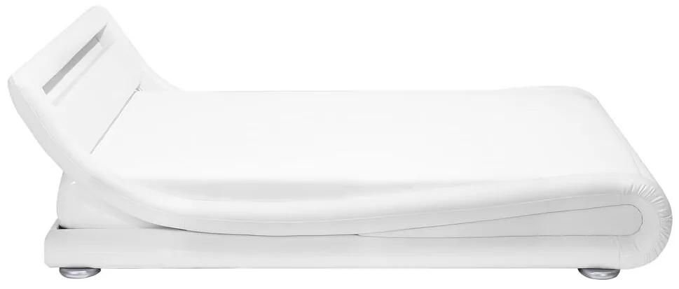 Cama de casal de água com iluminação LED em pele sintética branca 160 x 200 cm AVIGNON Beliani