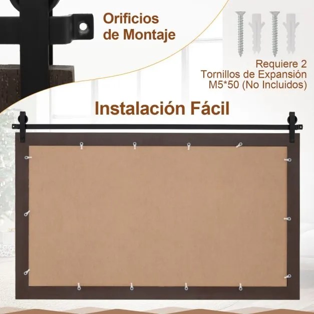 Espelho decorativo retangular 100 x 66 cm  com moldura em madeira de abeto e vidro de alta definição para casa de banho ou quarto Cor Nogueira